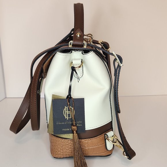 House of Harlow 1960 Purse Backpack Italian Leather Crystal Stud - Brown -NWT - Picture 2 of 12